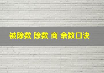 被除数 除数 商 余数口诀